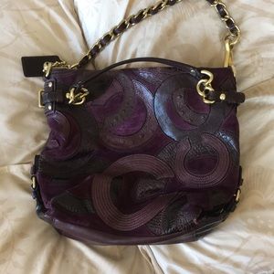 Coach purple leather suede Brook purse bag